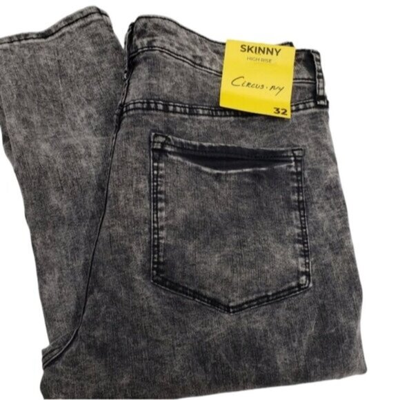 New Circus NY Sam Edelman High Rise Skinny Jeans Size 32 Dark Grey Acid Wash - Picture 1 of 16
